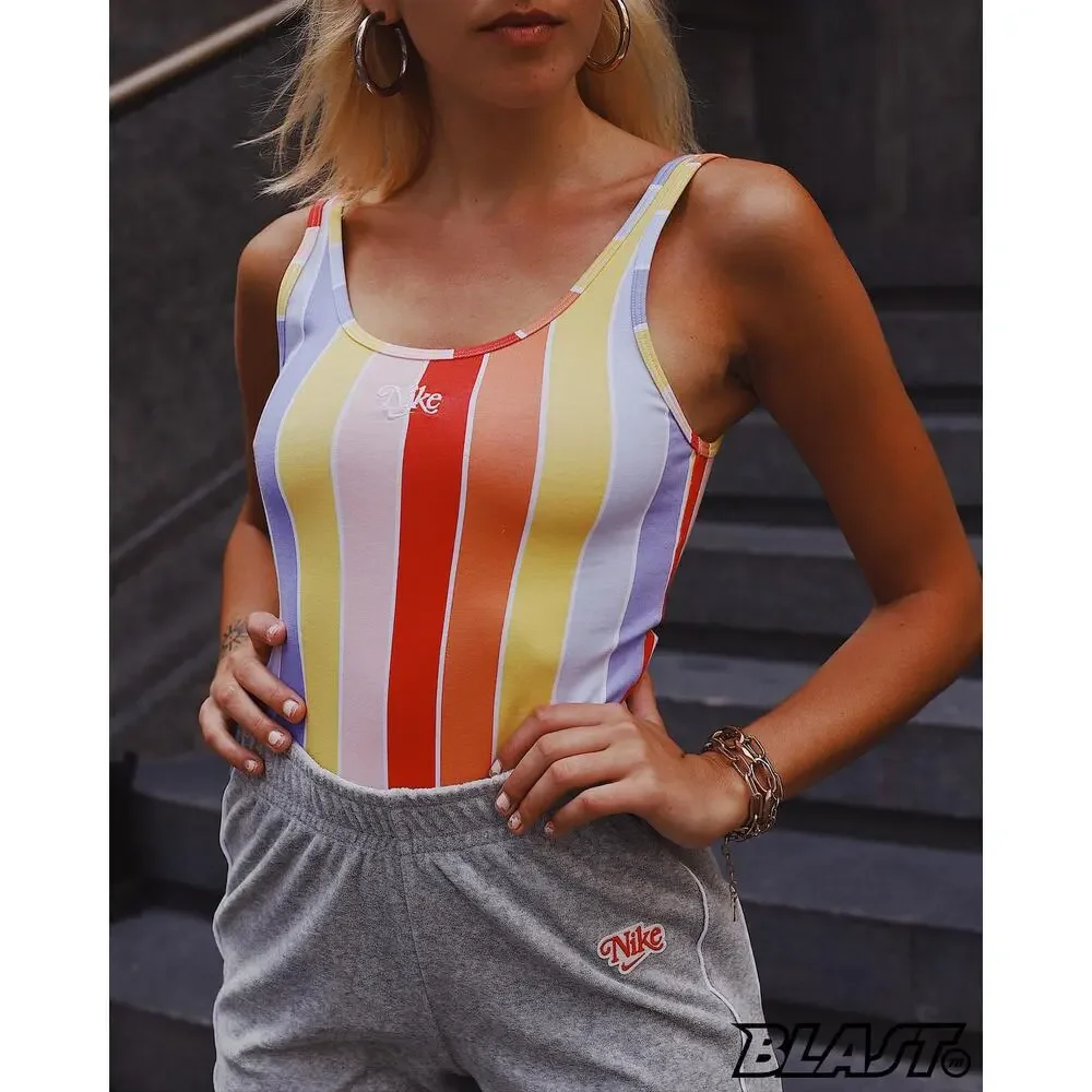 Nike Multicolor Vertical Stripe Bodysuit - Red, Orange, Yellow, Purple, Blue